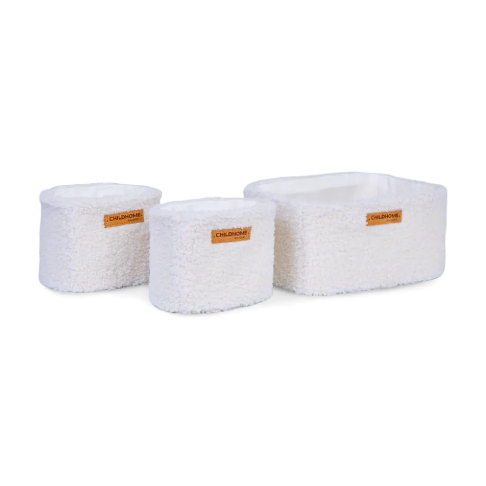 Lot de 3 paniers de rangement à suspendre teddy écru