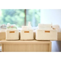 Lot de 3 paniers de rangement à suspendre teddy écru
