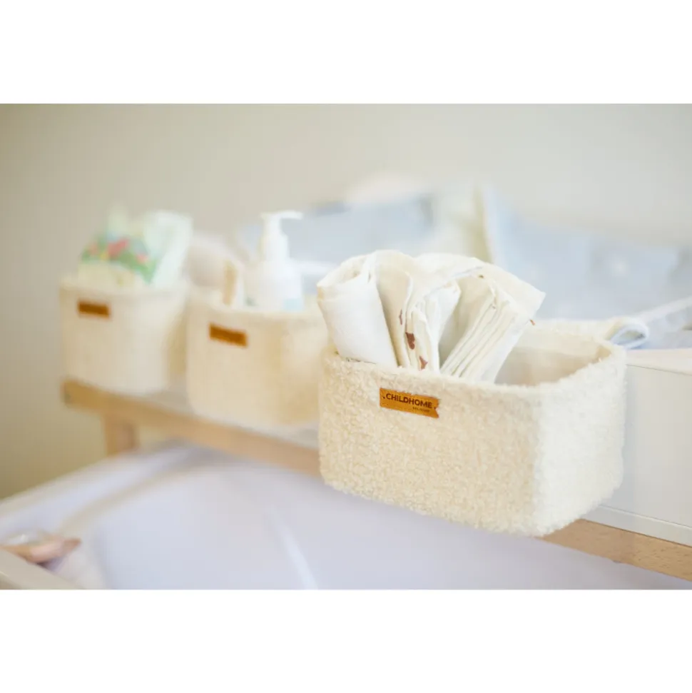 Lot de 3 paniers de rangement à suspendre teddy écru