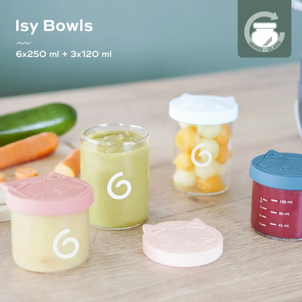 Lot de 9 pots de conservation en verre isy bowls - 6 x 250 + 3 x 120 ml