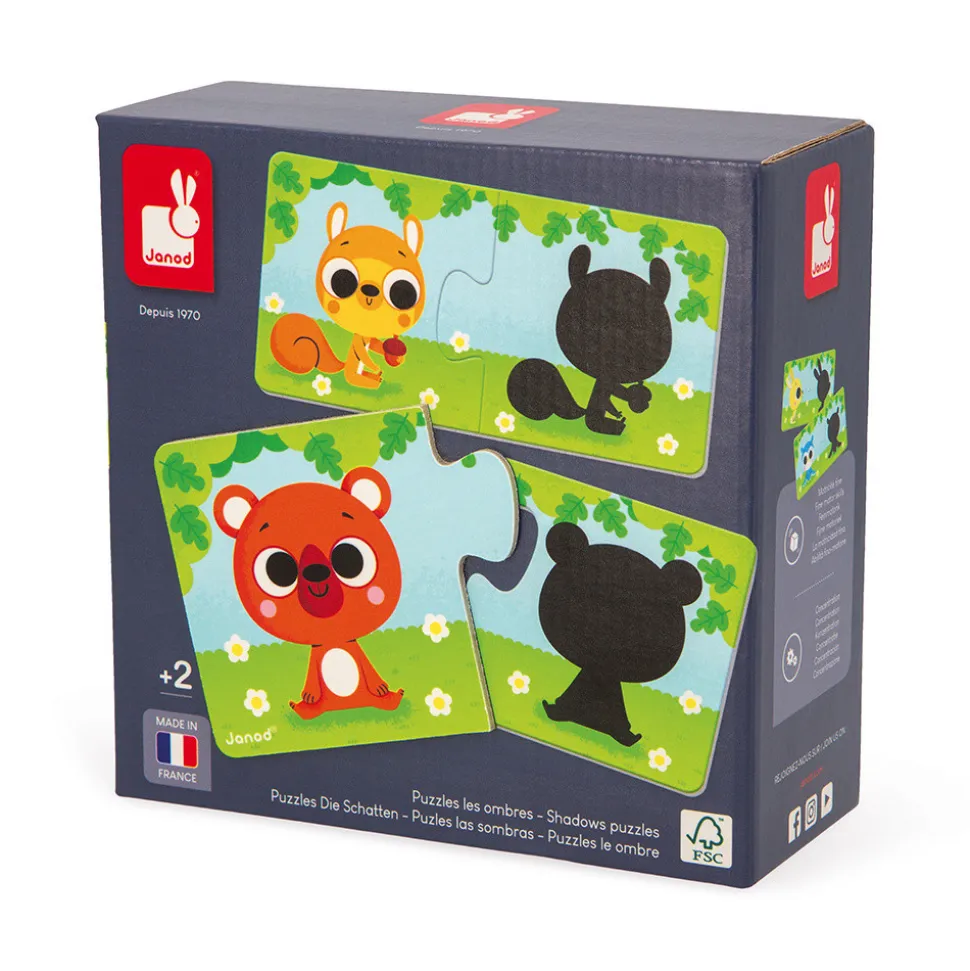 Lot de 12 puzzles de 2 pièces les animaux et leur ombre