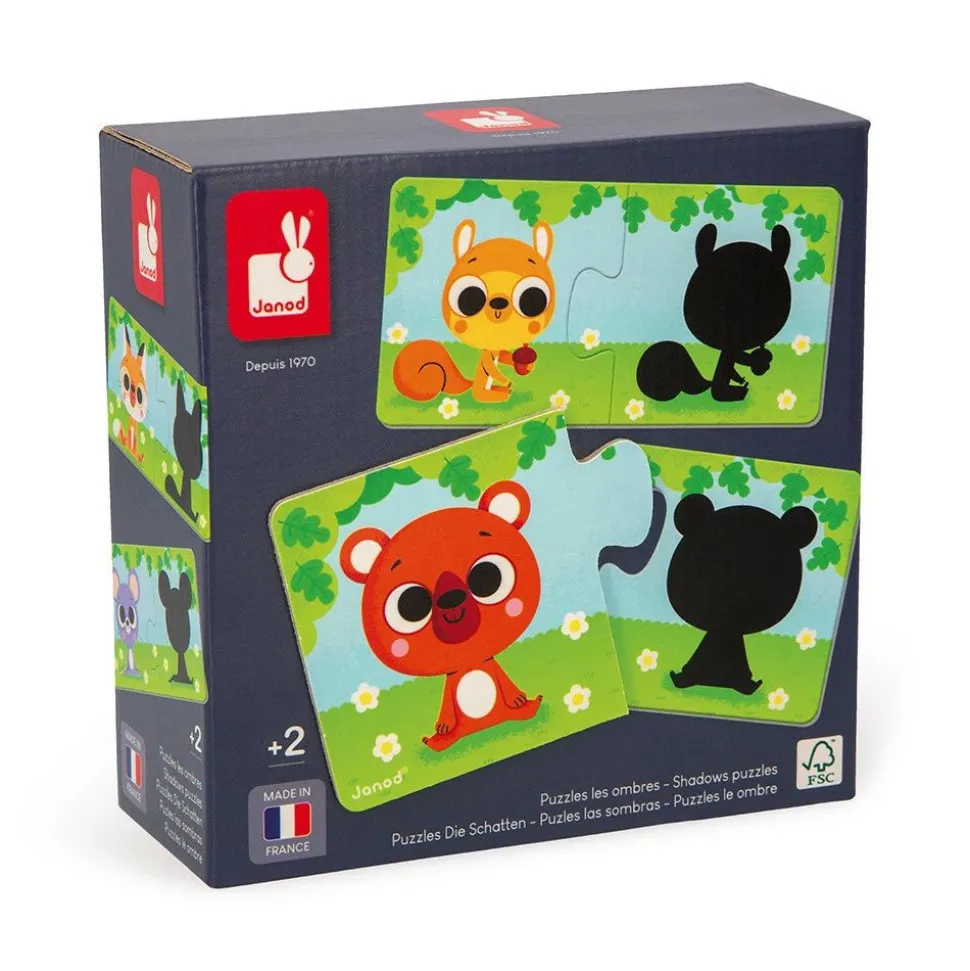Lot de 12 puzzles de 2 pièces les animaux et leur ombre