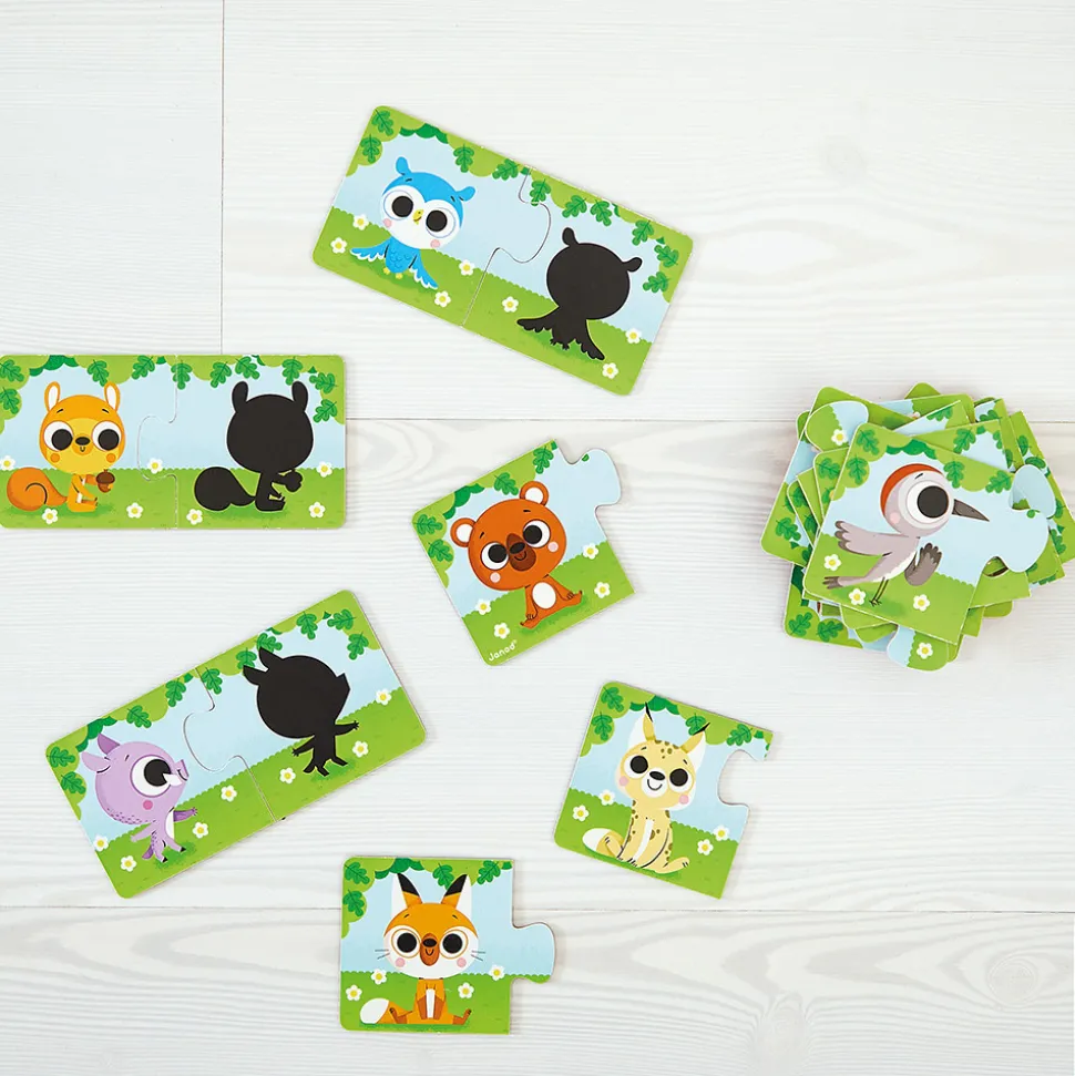 Lot de 12 puzzles de 2 pièces les animaux et leur ombre