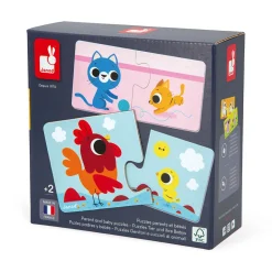 Lot de 12 puzzles de 2 pièces parents et bébés animaux