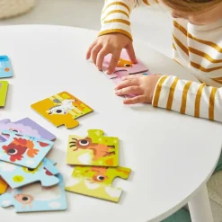 Lot de 12 puzzles de 2 pièces parents et bébés animaux