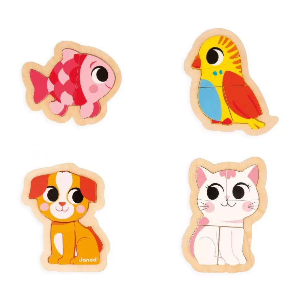 Lot de 4 puzzles évolutifs animaux de compagnie