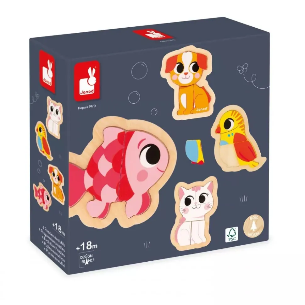 Lot de 4 puzzles évolutifs animaux de compagnie
