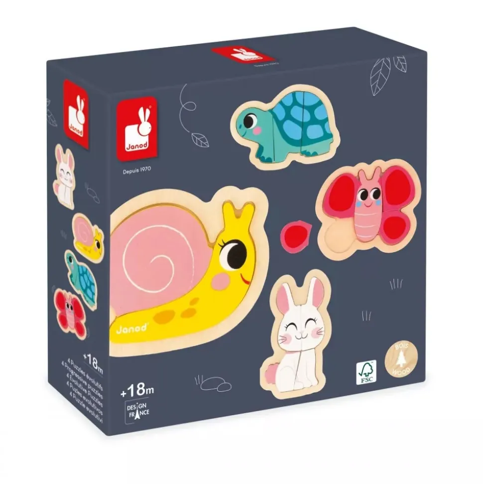 Lot de 4 puzzles évolutifs jardin