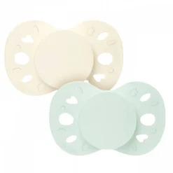 Lot de 2 sucettes anatomiques 0-6 mois essentielle vert et beige