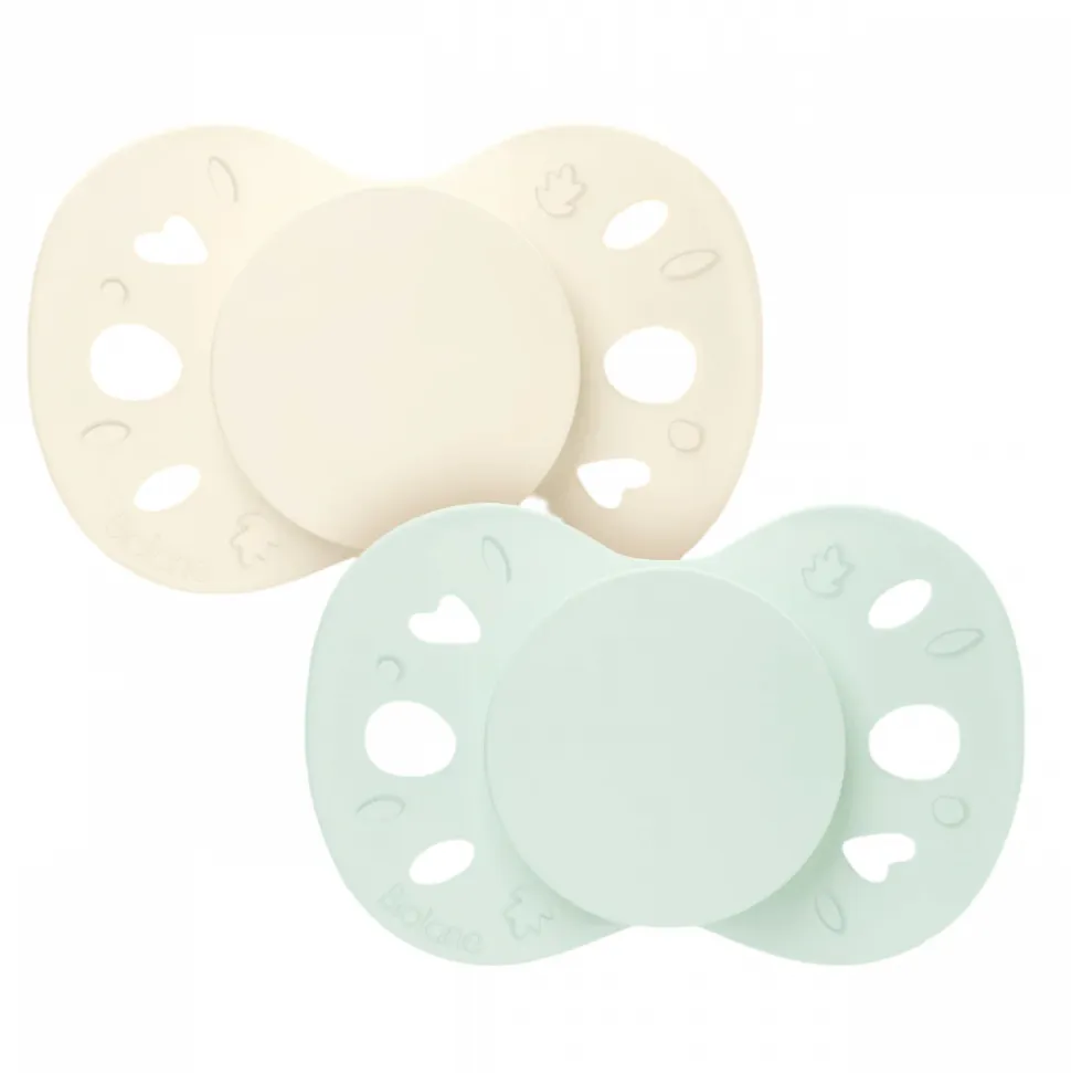 Lot de 2 sucettes anatomiques 0-6 mois essentielle vert et beige