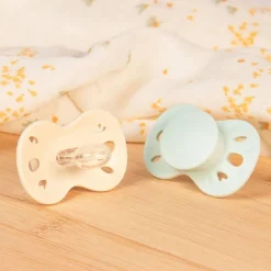 Lot de 2 sucettes anatomiques 0-6 mois essentielle vert et beige
