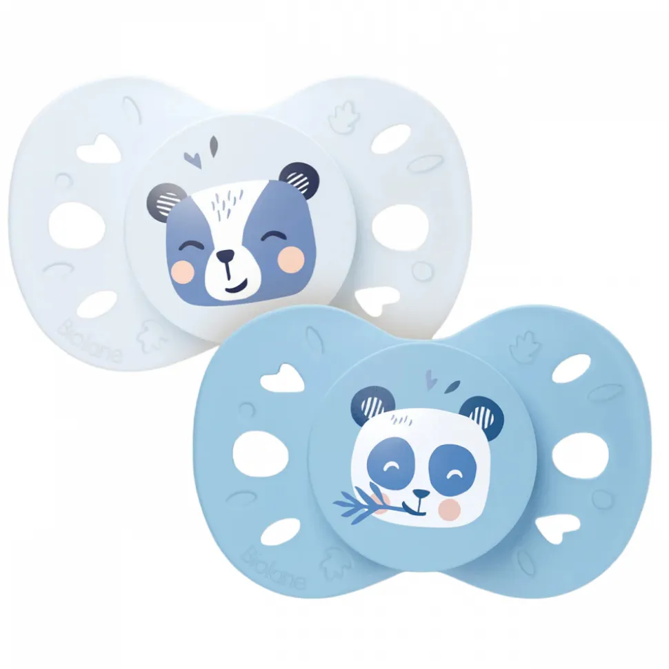 Lot de 2 sucettes anatomiques 18 mois+ animaux bleu clair et foncé