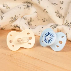 Lot de 2 sucettes anatomiques 6-18 mois animaux bleu et beige