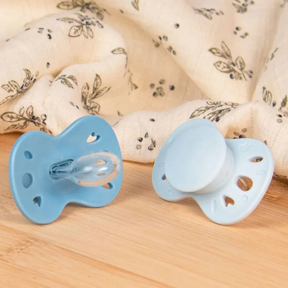 Lot de 2 sucettes anatomiques 18 mois+ essentielle bleu clair et foncé