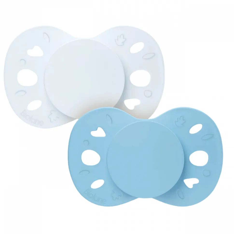Lot de 2 sucettes anatomiques 18 mois+ essentielle bleu clair et foncé