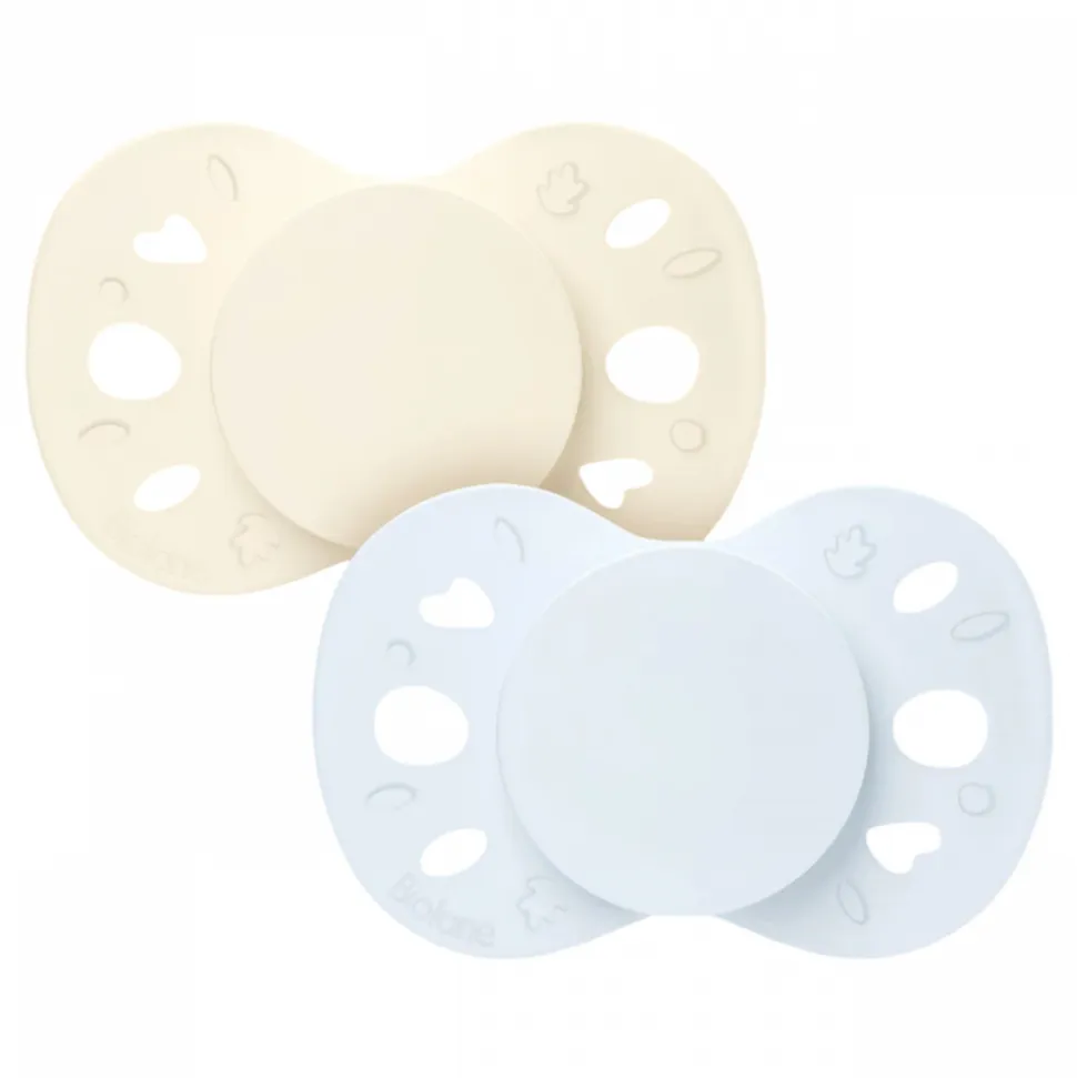 Lot de 2 sucettes anatomiques 0-6 mois essentielle bleu et beige