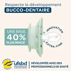 Lot de 2 sucettes anatomiques 0-6 mois essentielle bleu et beige