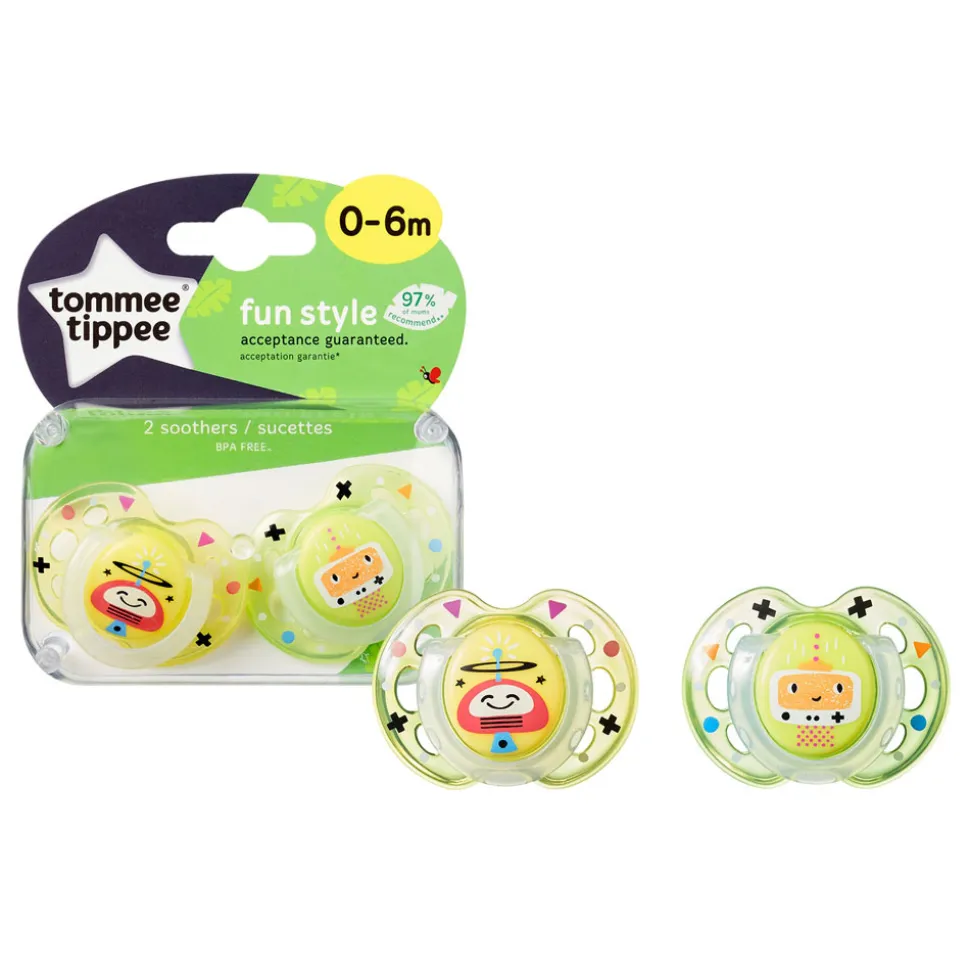 Lot de 2 sucettes closer to nature fun 0-6m