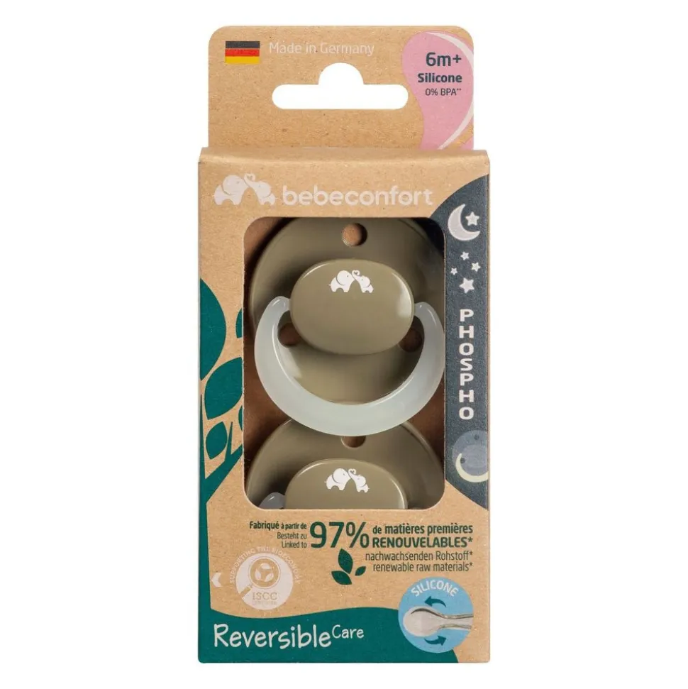 Lot de 2 sucettes eco reversible phosphorescente green 6 mois