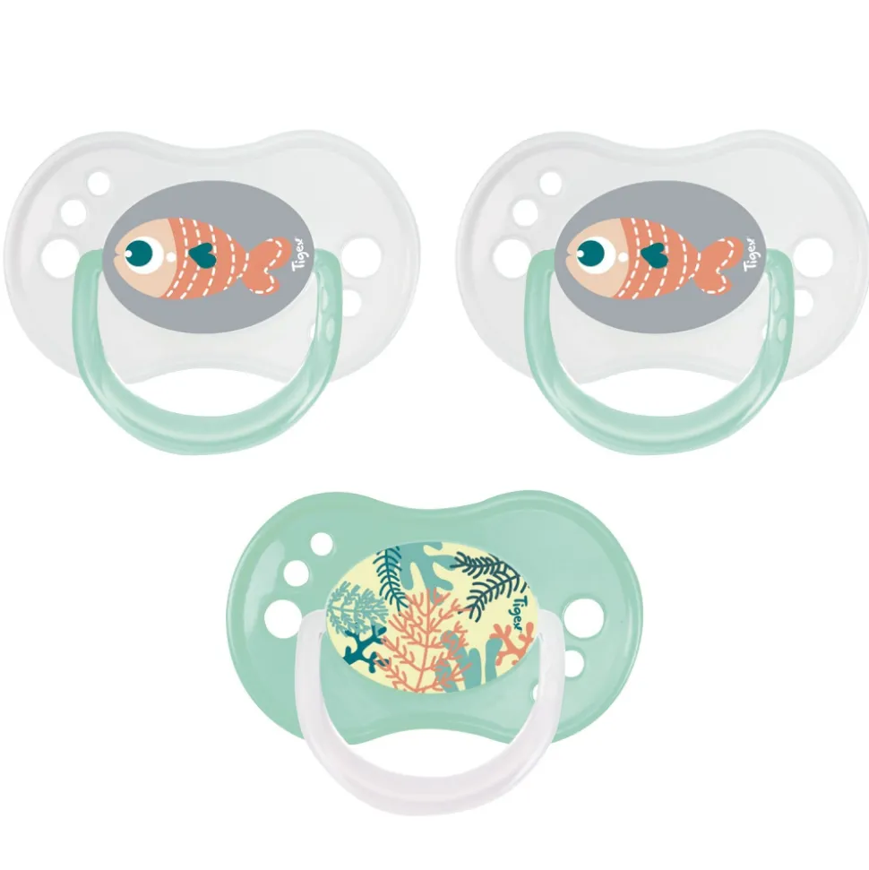 Lot de 3 sucettes jour / nuit silicone 6-18m mixte