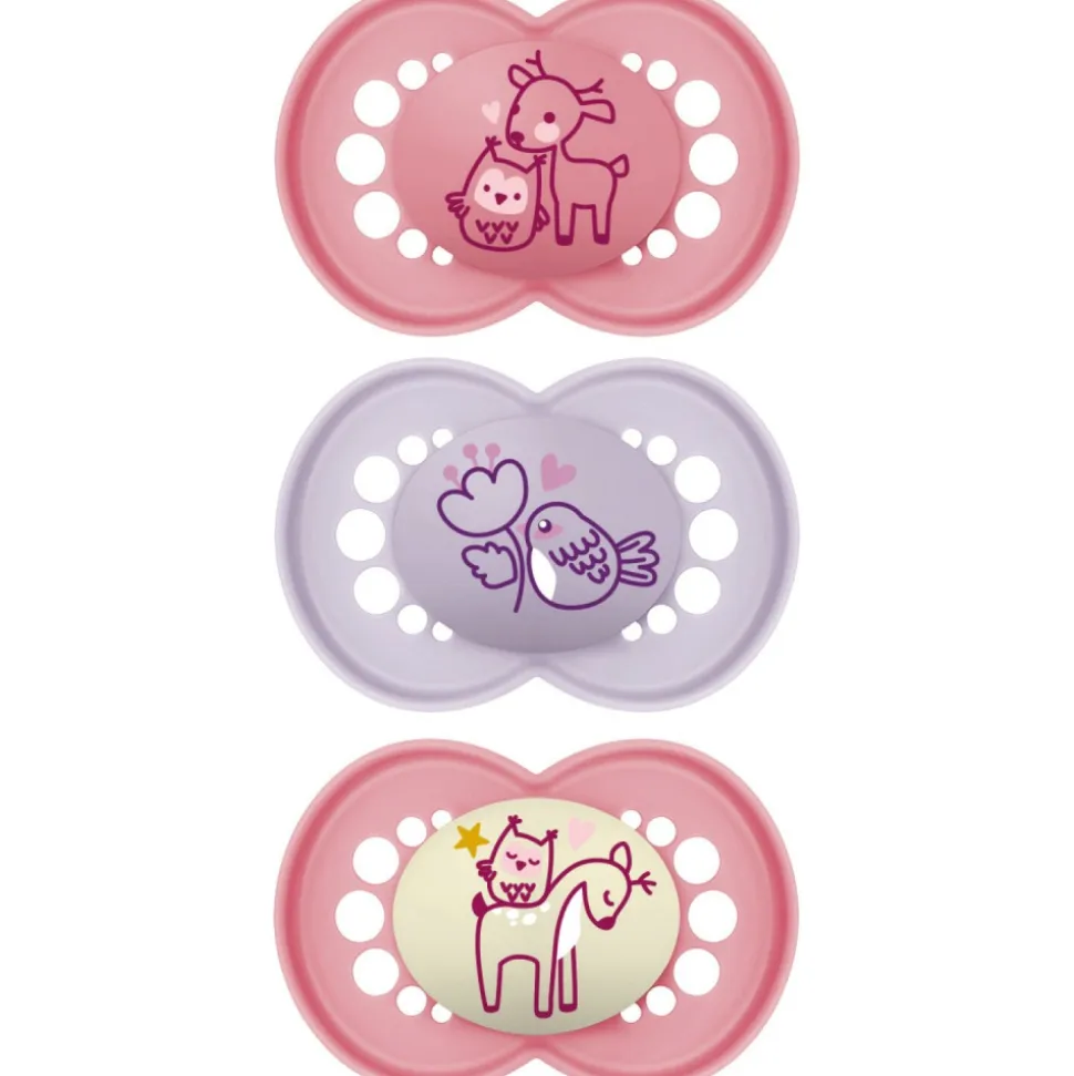Lot de 3 sucettes 18 mois+ original rose coloris aléatoire