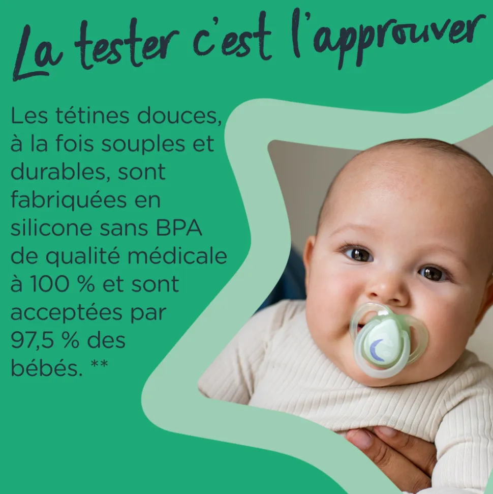 Lot de 2 sucettes nuit closer to nature 6-18m