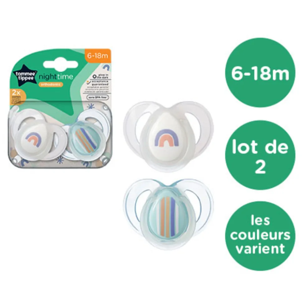 Lot de 2 sucettes nuit closer to nature 6-18m