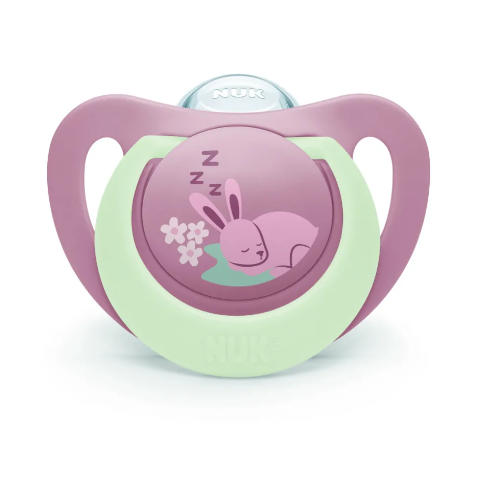Lot de 2 sucettes nuit phosphorescentes first choice 6-18 mois lapin/mouton