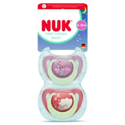 Lot de 2 sucettes nuit phosphorescentes first choice 6-18 mois lapin/mouton