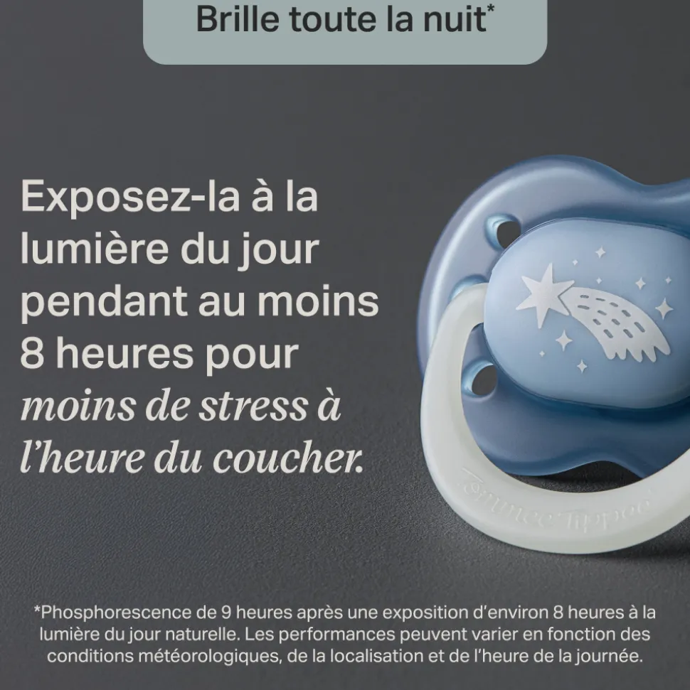 Lot de 4 sucettes nuit phosphorescentes 18-36 mois