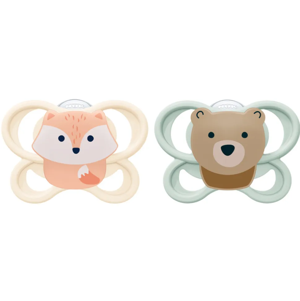 Lot de 2 sucettes perfect match air 0-2 mois renard / ours