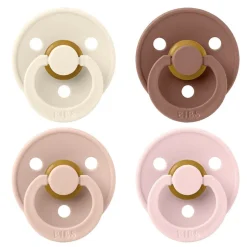 Lot de 4 sucettes physiologiques bébé taille 1 - 4 couleurs
