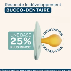 Lot de 2 sucettes rondes 0-6 mois originale bleu et beige