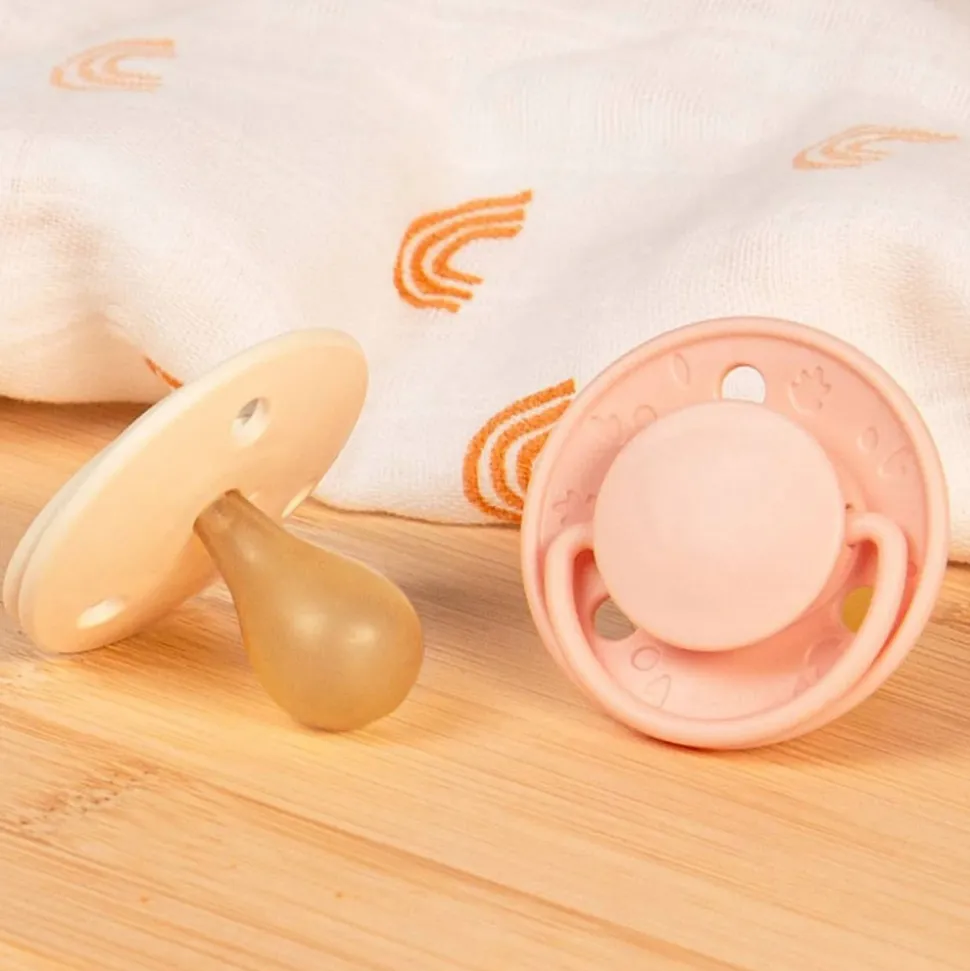 Lot de 2 sucettes rondes 6 mois+ originale rose et beige
