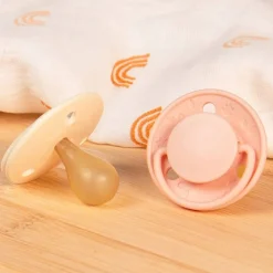 Lot de 2 sucettes rondes 6 mois+ originale rose et beige