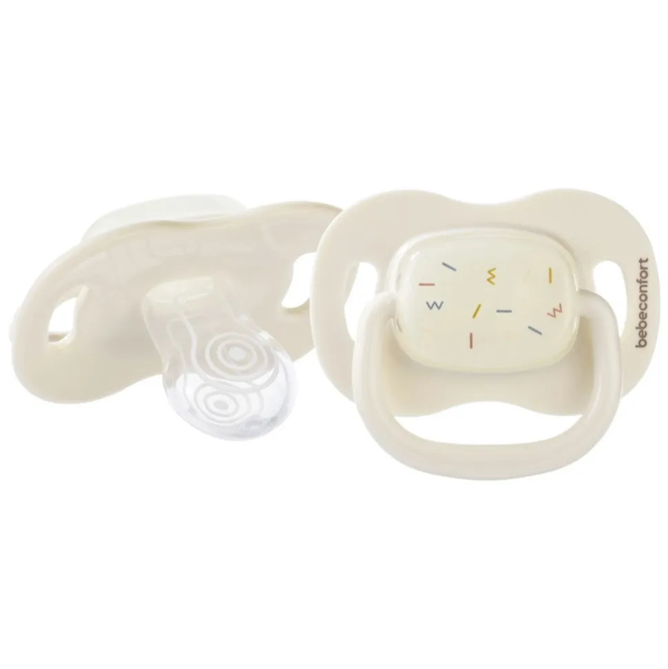 Lot de 2 sucettes réversible phosphorescente silicone 0-6 mois sand