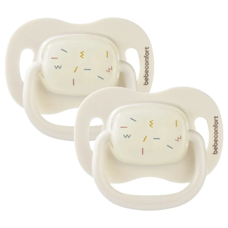 Lot de 2 sucettes réversible phosphorescente silicone 18-36 mois sand