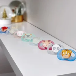 Lot de 2 sucettes soft mini physio 0-6 m ourson et chat
