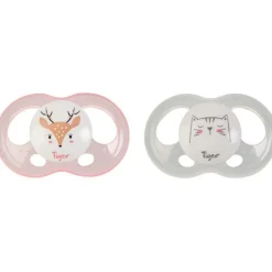 Lot de 2 sucettes soft touch 18m + biche et chat
