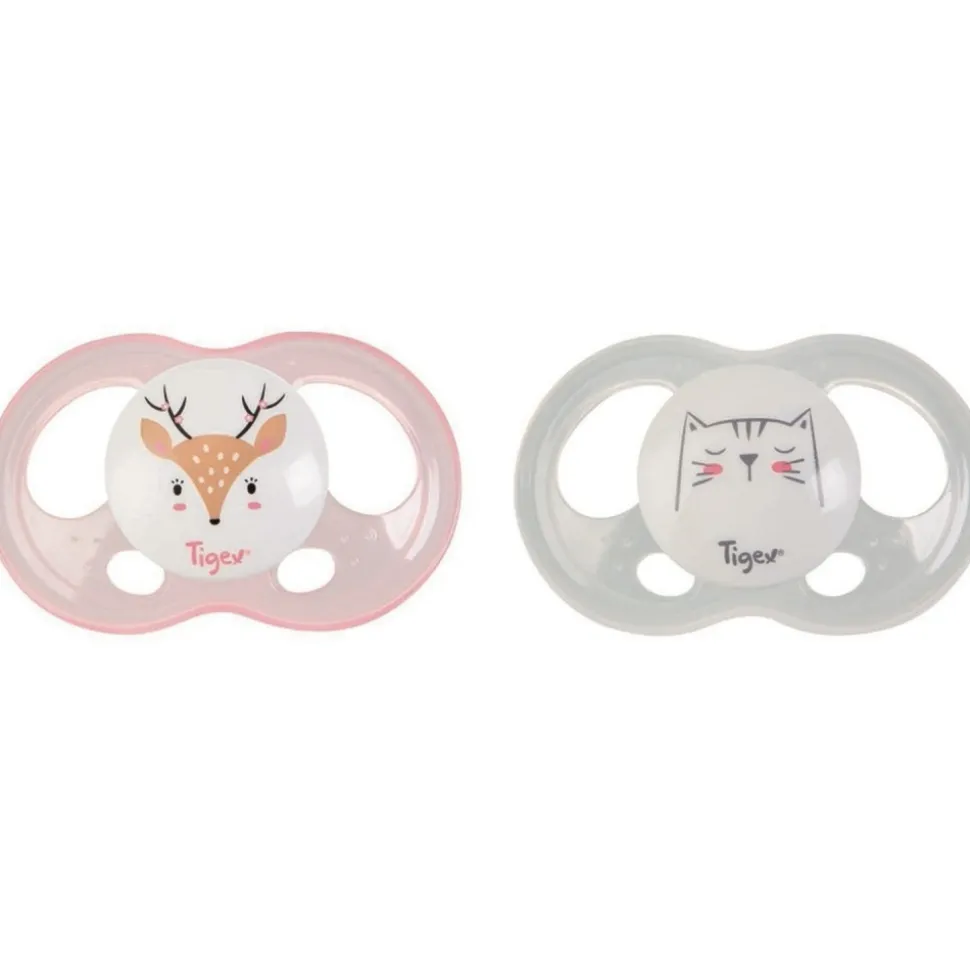 Lot de 2 sucettes soft touch 18m + biche et chat