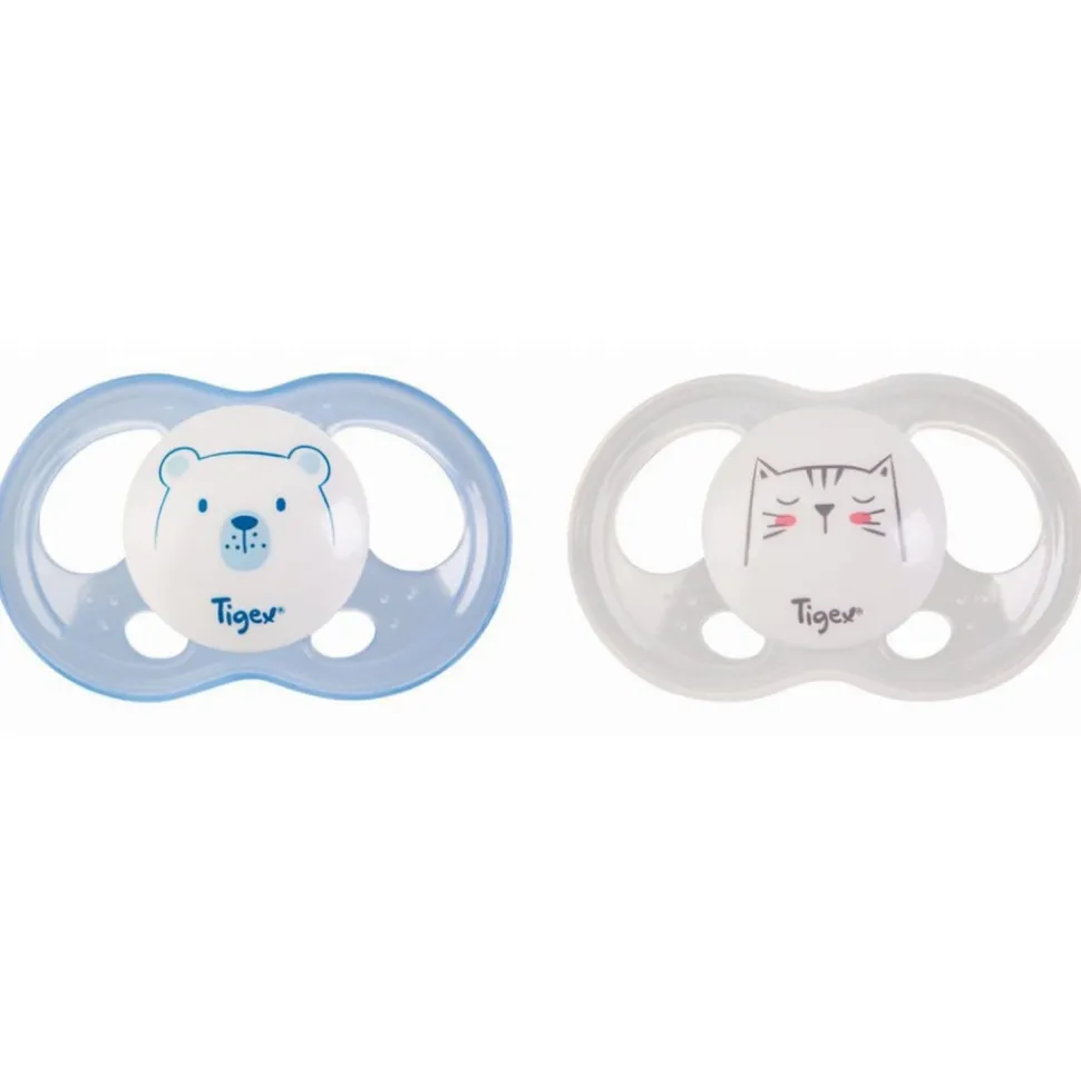 Lot de 2 sucettes soft touch 6-18 m ourson et chat