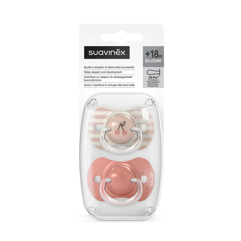 Lot de 2 sucettes symétriques sx pro birdies 18 mois et + rose