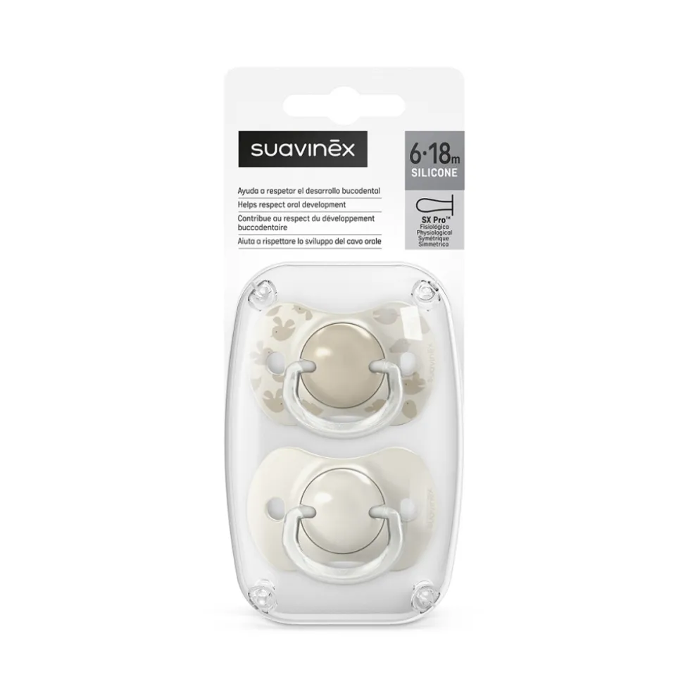 Lot de 2 sucettes symétriques sx pro birdies 6-18 mois beige