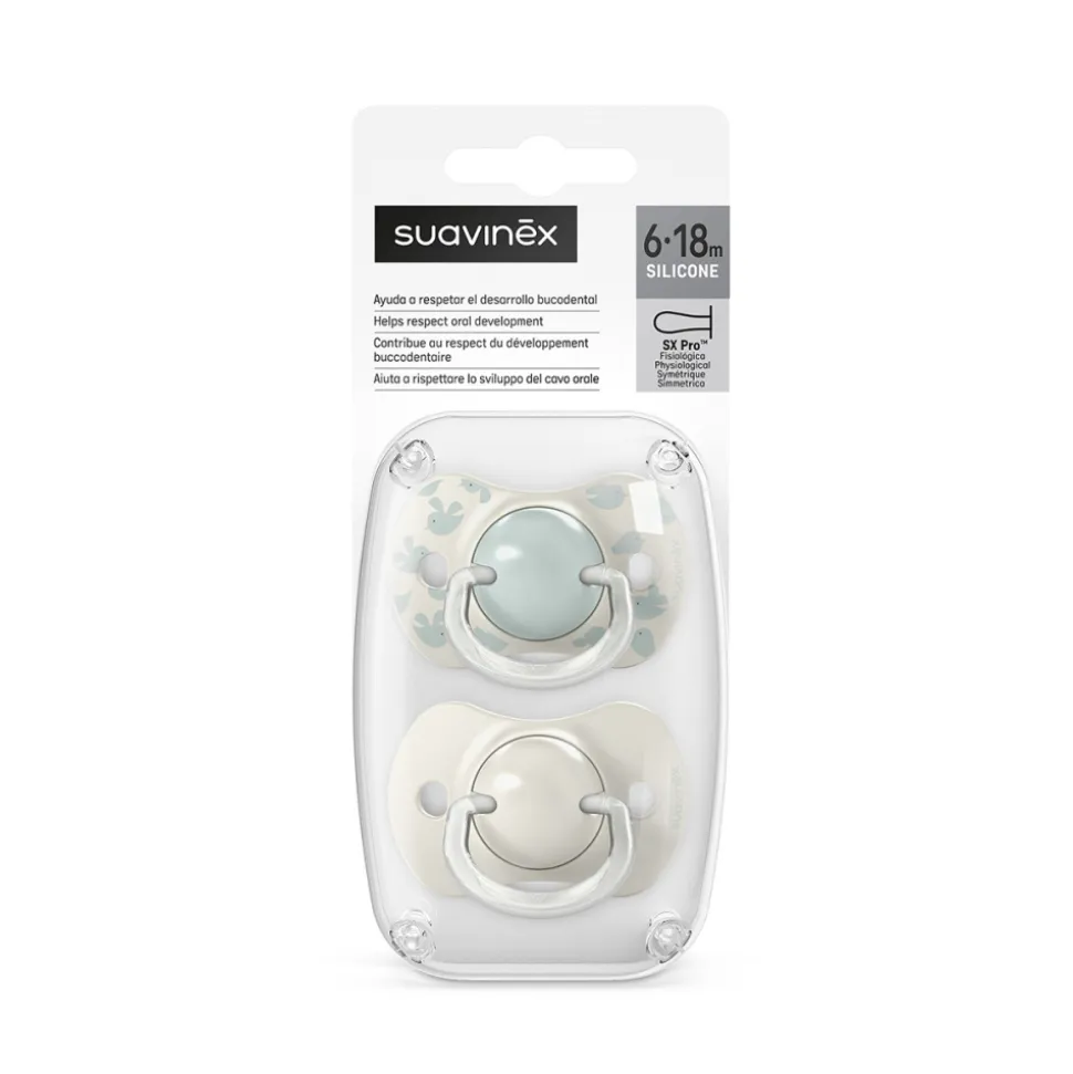 Lot de 2 sucettes symétriques sx pro birdies 6-18 mois vert