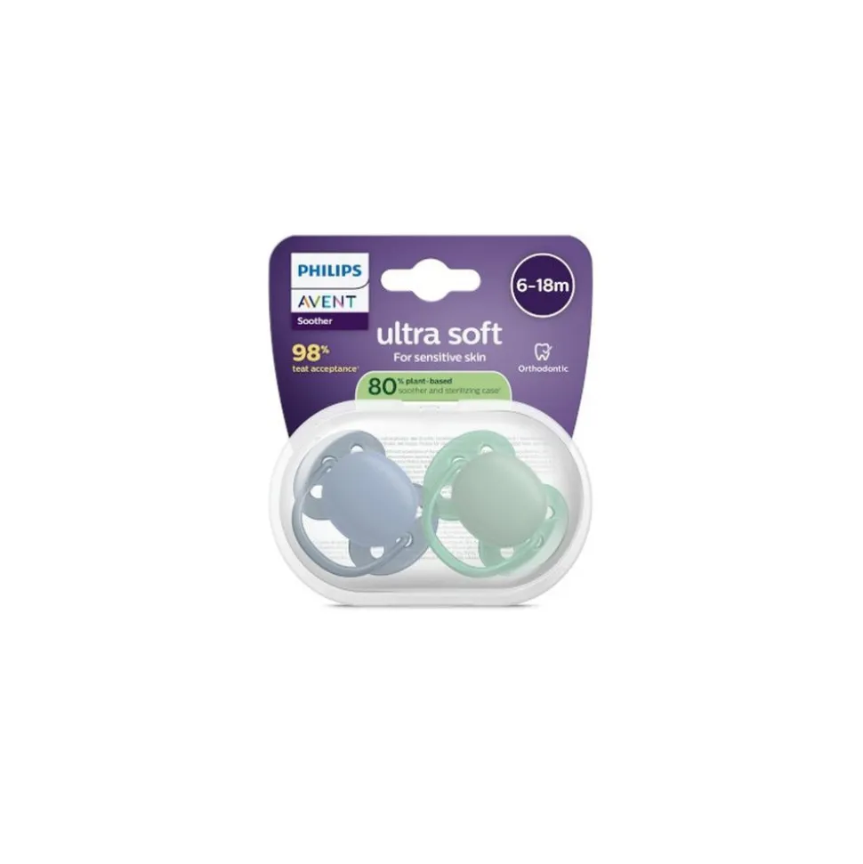 Lot de 2 sucettes ultra soft 6-18 mois scf091/44