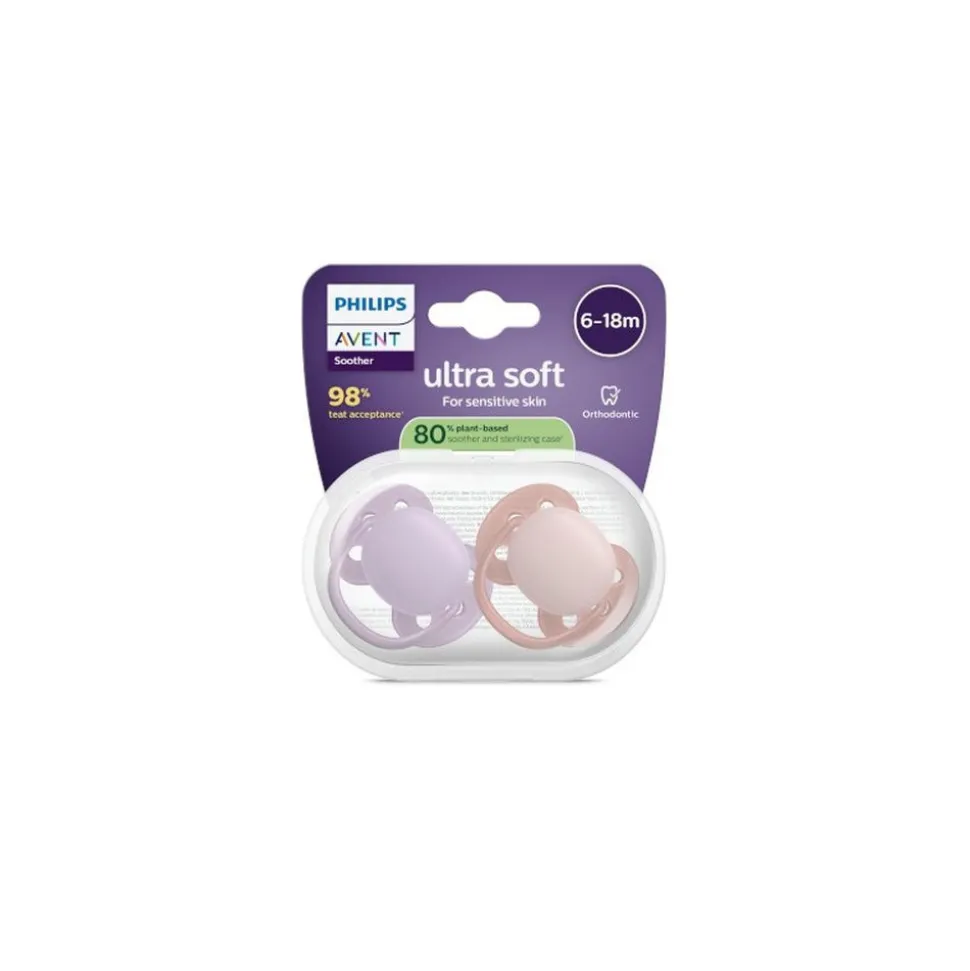 Lot de 2 sucettes ultra soft 6-18 mois scf091/44