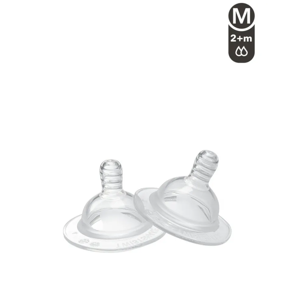 Lot de 2 tétines anti colique de rechange 2 mois et + taille m