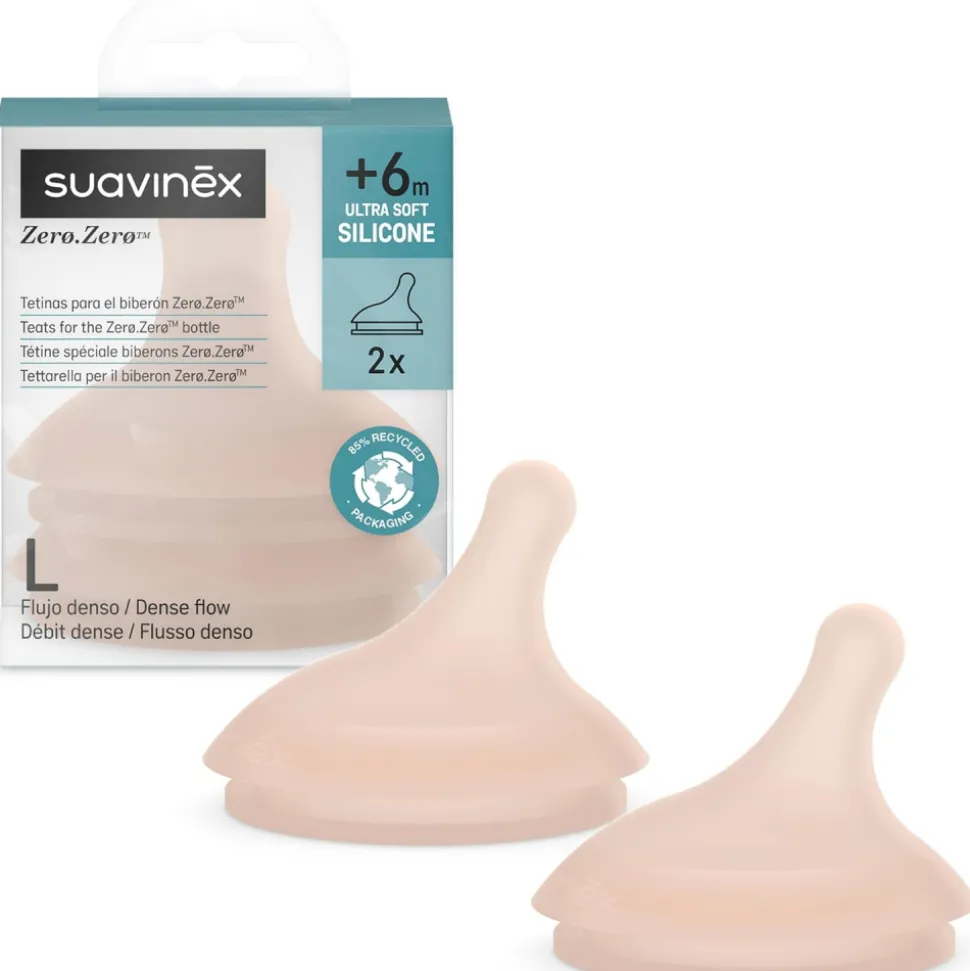 Lot de 2 tétines anti-colique pour biberon zerø.zerø débit rapide medium