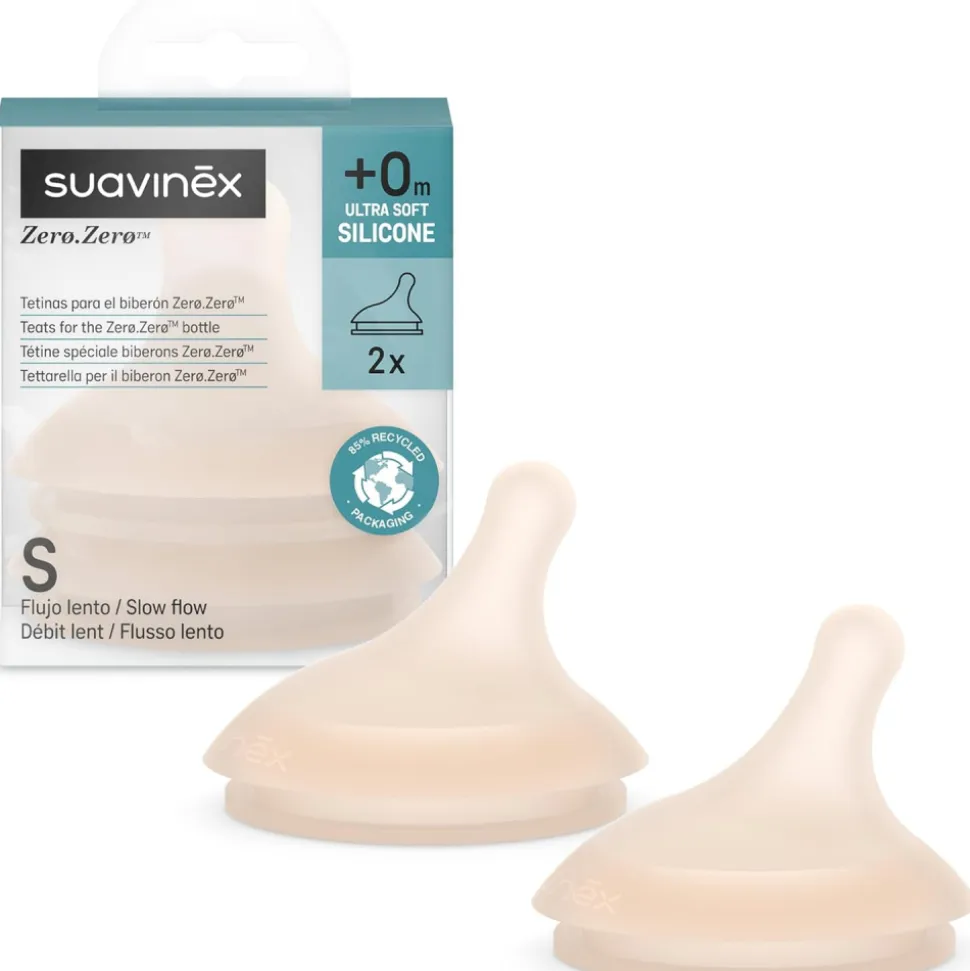 Lot de 2 tétines anti-colique pour biberon zerø.zerø débit lent light