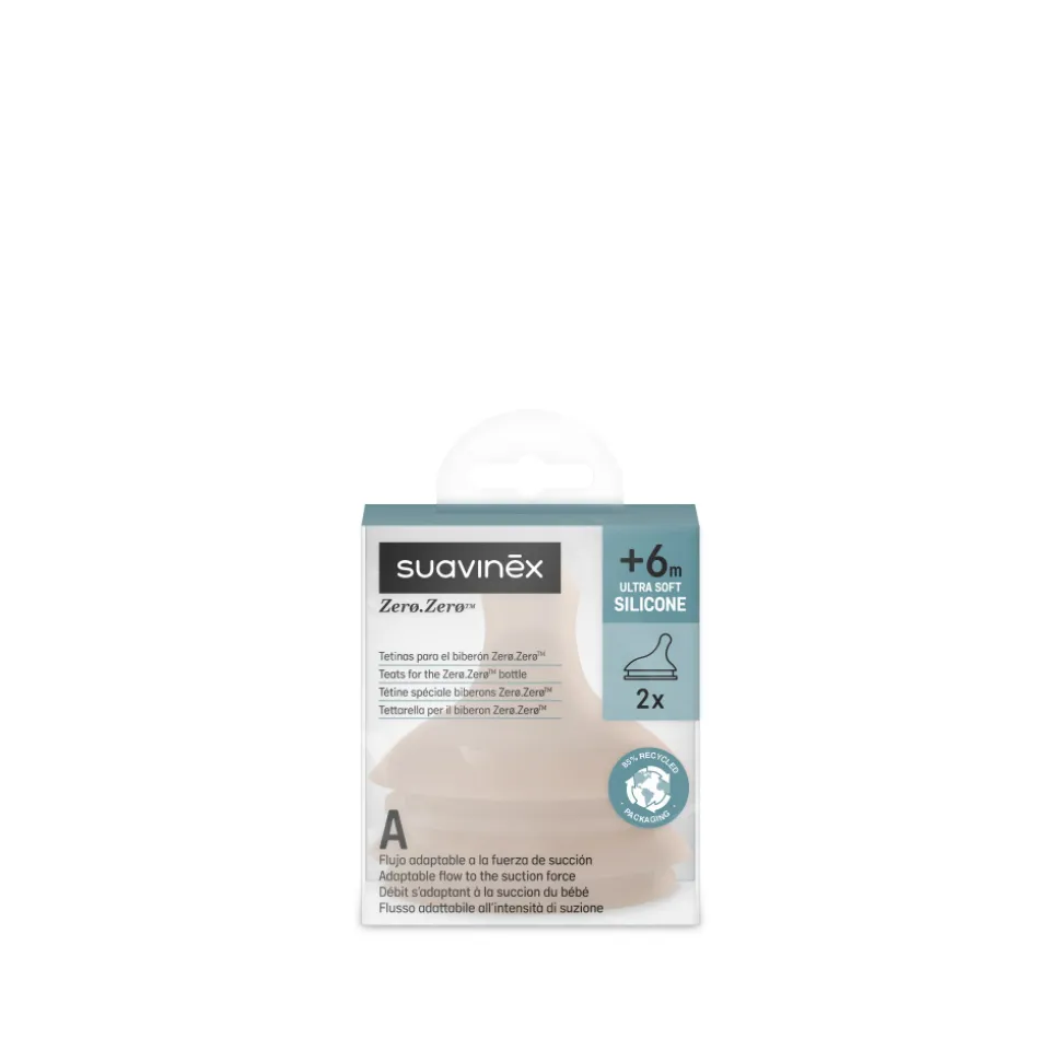 Lot de 2 tétines anti-colique pour biberon zerø.zerø spécial allaitement medium
